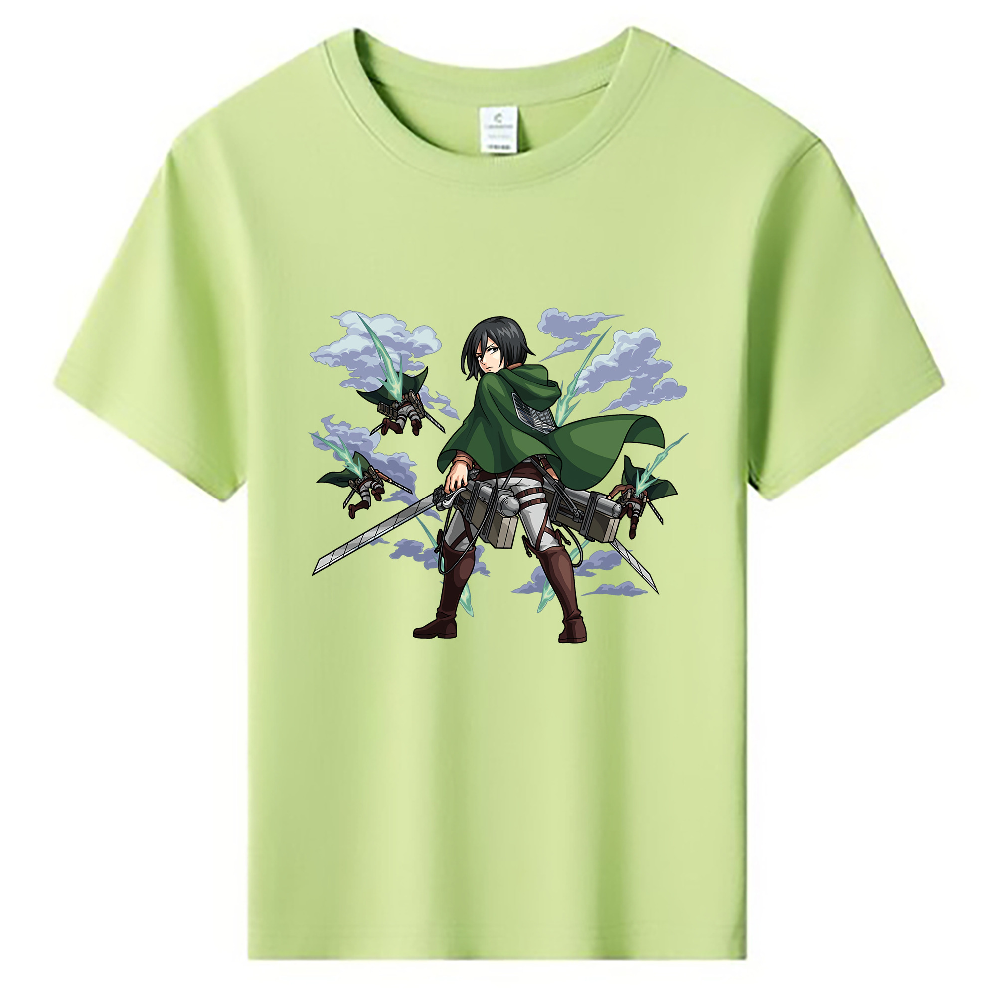 （画像用） 進撃の巨人 ミカサ·アッカーマン Attack on Titan Mikasa Ackerman 綿100％キッズTシャツ（フロントプリント）